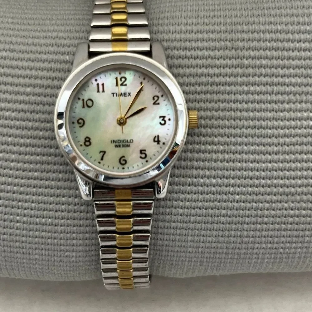 Timex Women's Gold Silver Two Tone Water Resistance Expansion Band Watch‎ T2M828